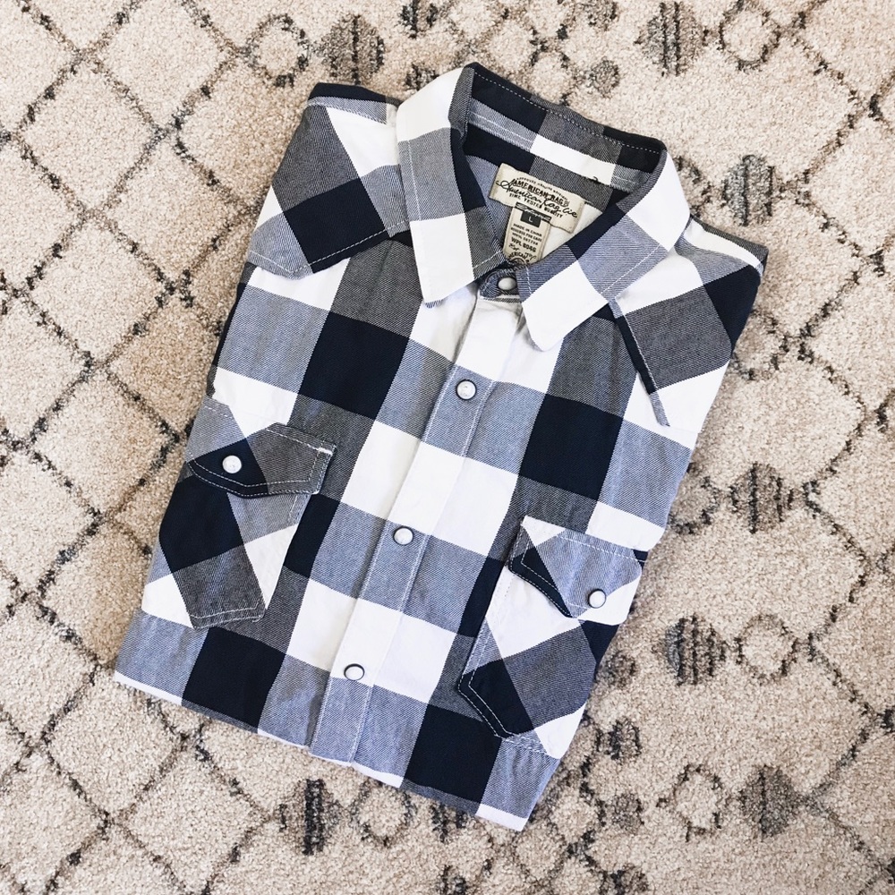 2 for $30 American Rag Black & White Plaid Button Down Shirt